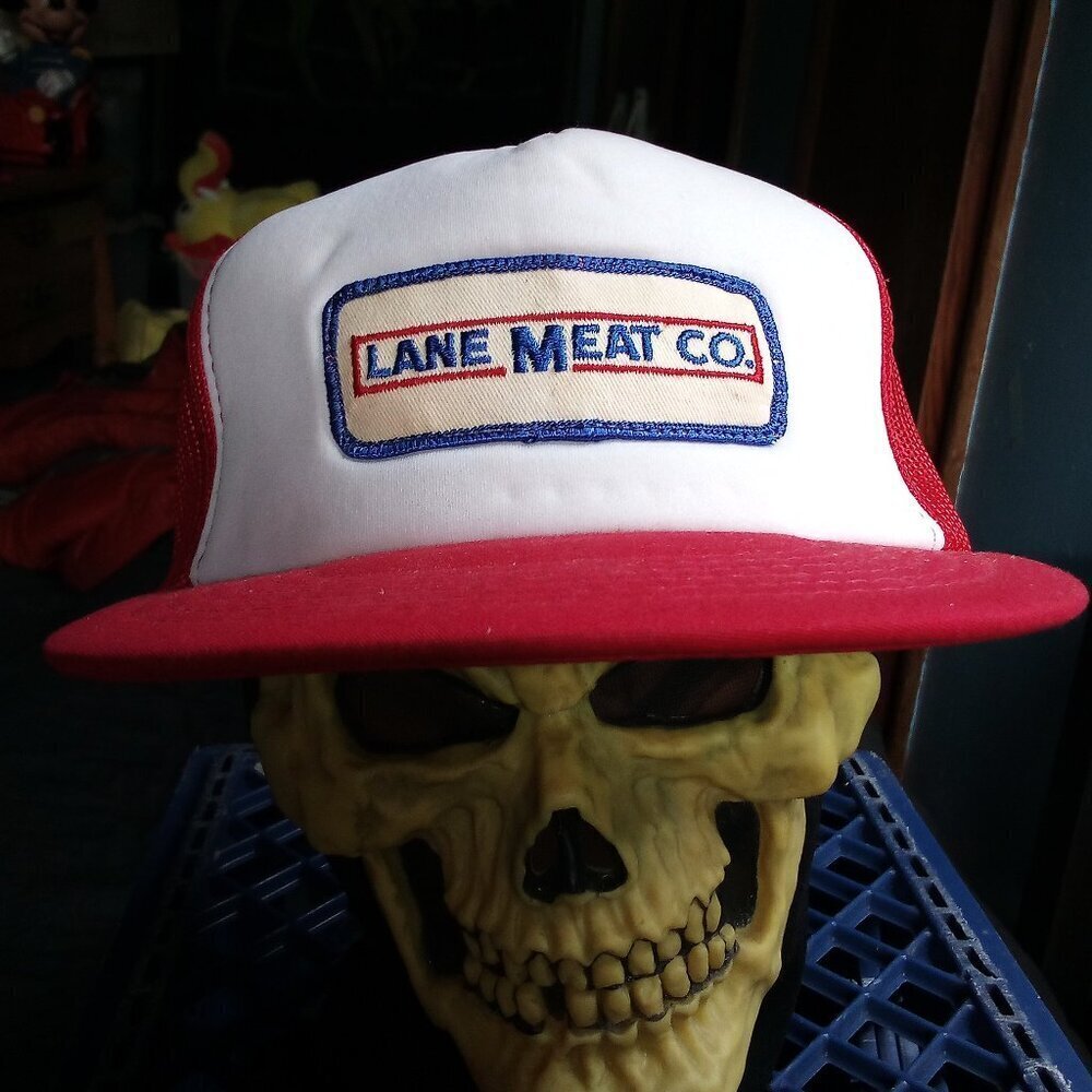 Deadstock Vintage Lane Meat Company Patch Trucker Snap Hat Cap